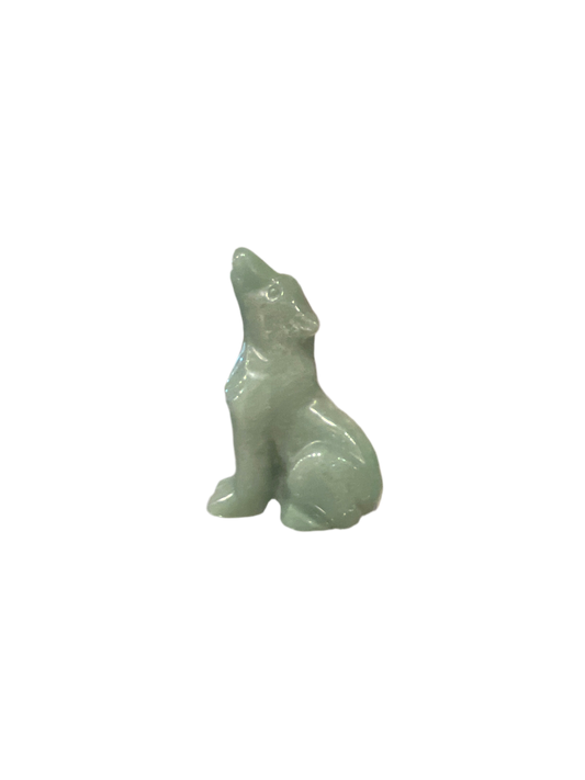 50mm Aventurine Stone Wolf Carving