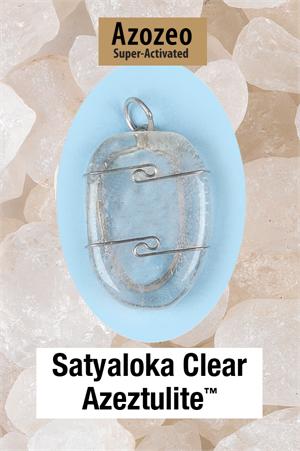Satyaloka Clear Azeztulite Polished Tumbled SS Wire Wrap Pendant