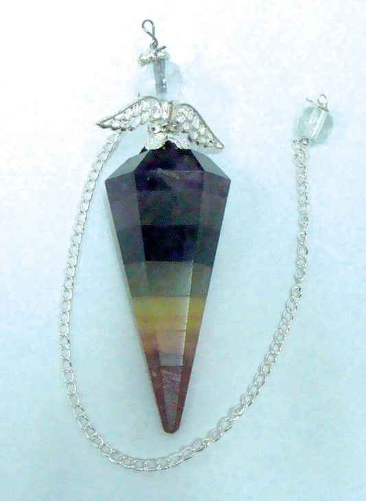 Seven Chakra (7) Bonded Stones With Angel Charm Pendulum