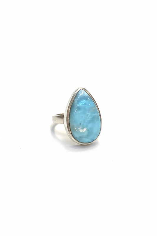Larimar Drop Cab .925 Sterling Silver Ring Size 8