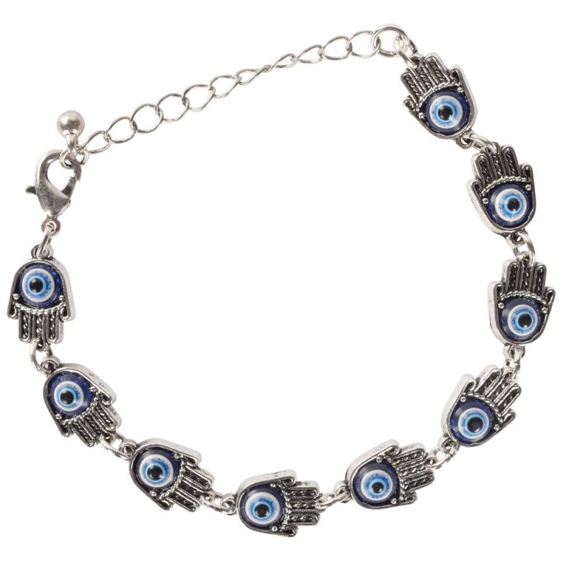 Hamsa Hand Evil Eye Plated Link Bracelet