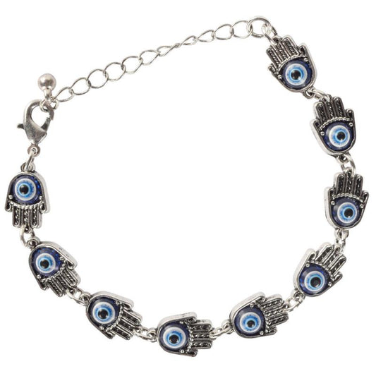 Hamsa Hand Evil Eye Plated Link Bracelet
