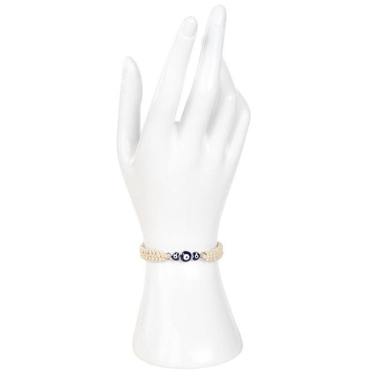 Evil Eye 3 Bead Hemp Natural String Adjustable Bracelets