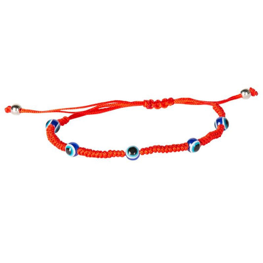 5 Evil Eye Beads Red String Adjustable Bracelet