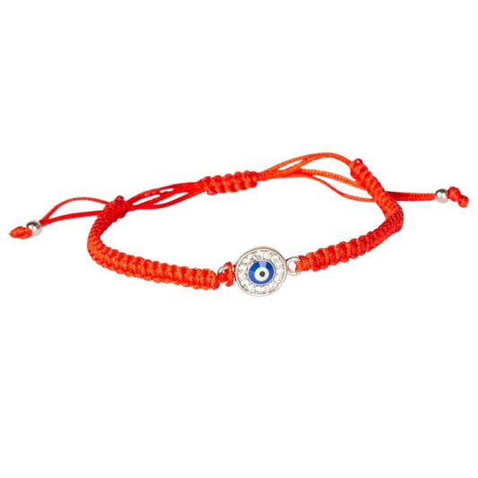 Evil Eye Round with Rhinestones Red String Adjustable Bracelets