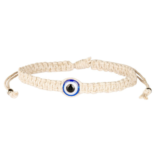 Evil Eye Single Bead Hemp Natural String Adjustable Bracelets