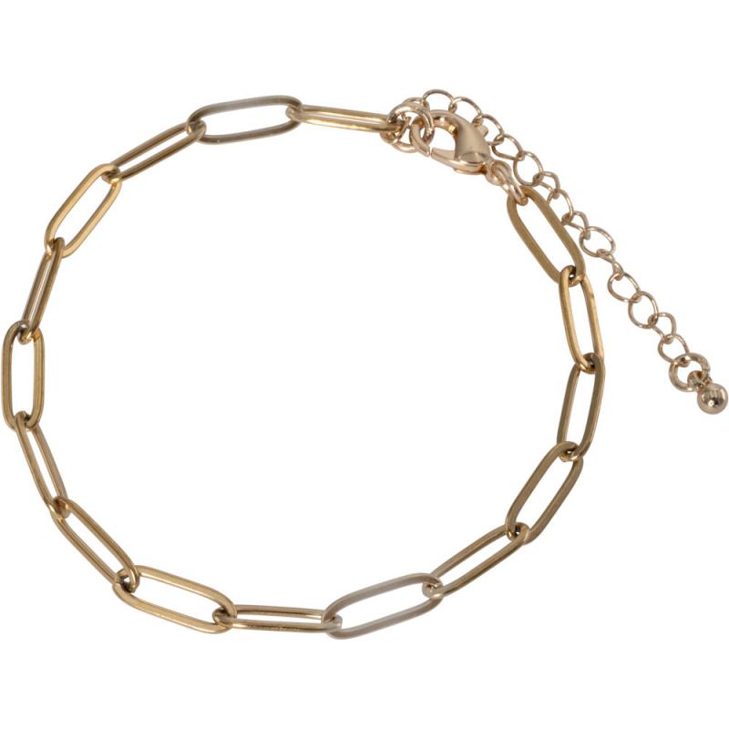 GOLD TONE STAINLESS STEEL PAPER CLIP CHAIN BRACELET