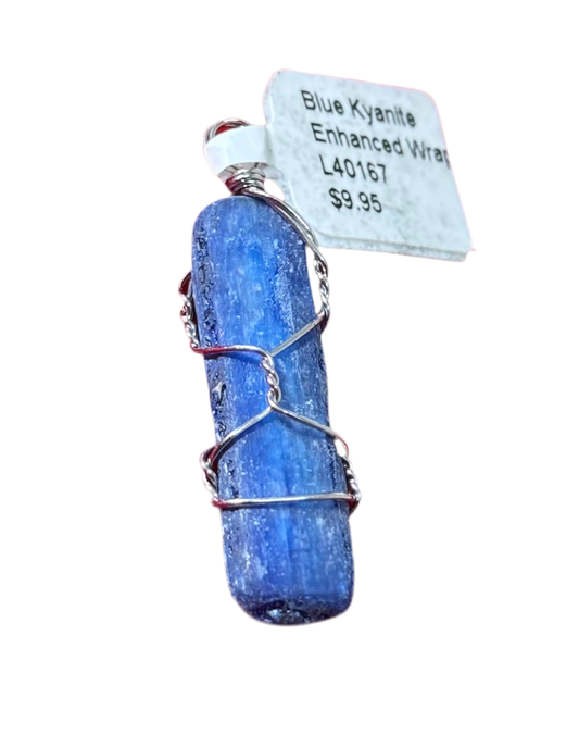 Blue Kyanite Enhanced Wrapped Pendant