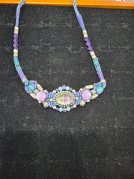 Fluorite Tribal Necklace .925 Silver Indonesian Handmade