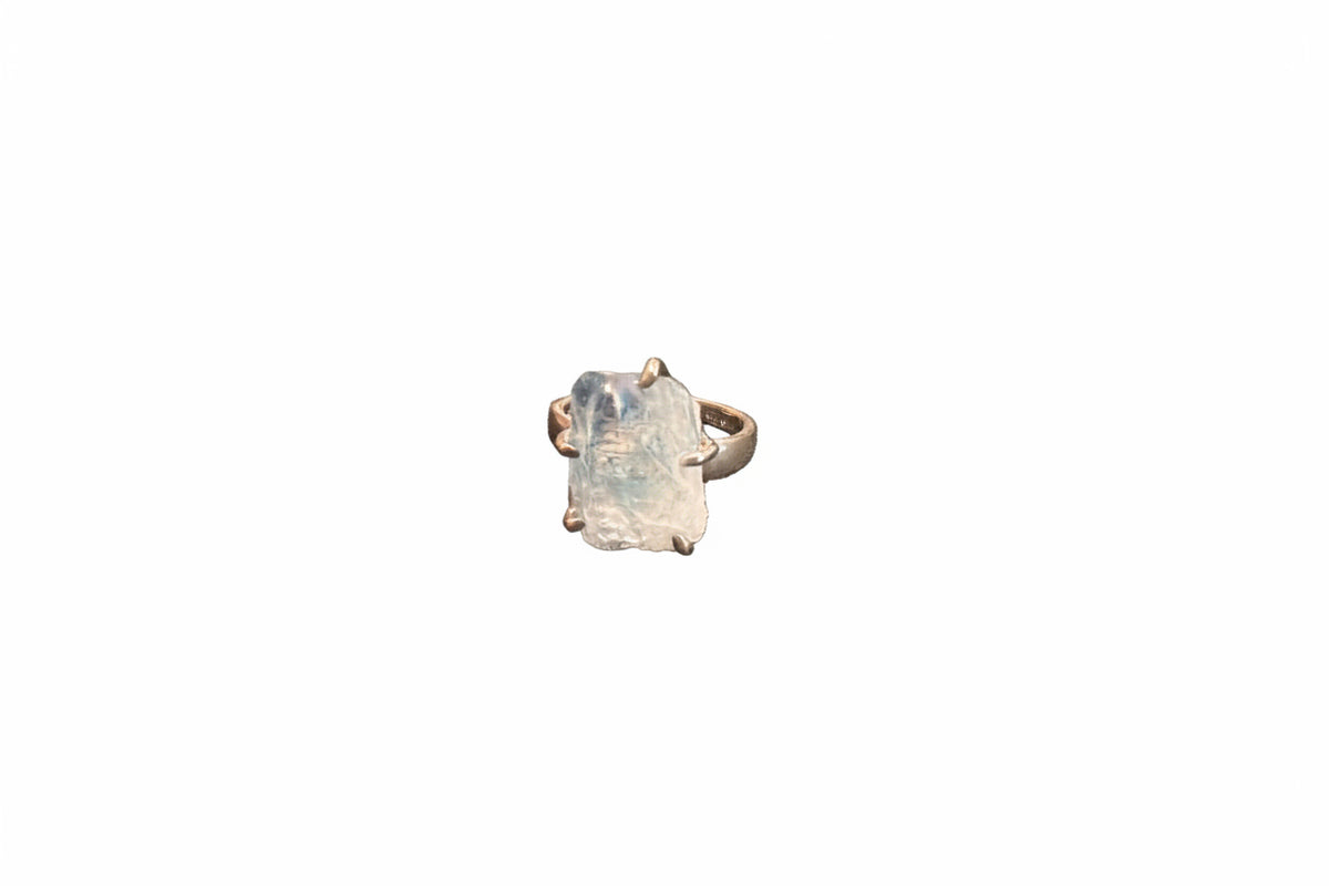 Aqua Aura Quartz Point Claw Set Sterling Silver Ring Size 10