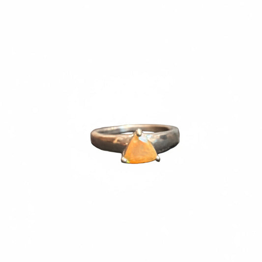 Ethiopian Opal Faceted Trillant Claw Set Sterling Silver Ring Size 10