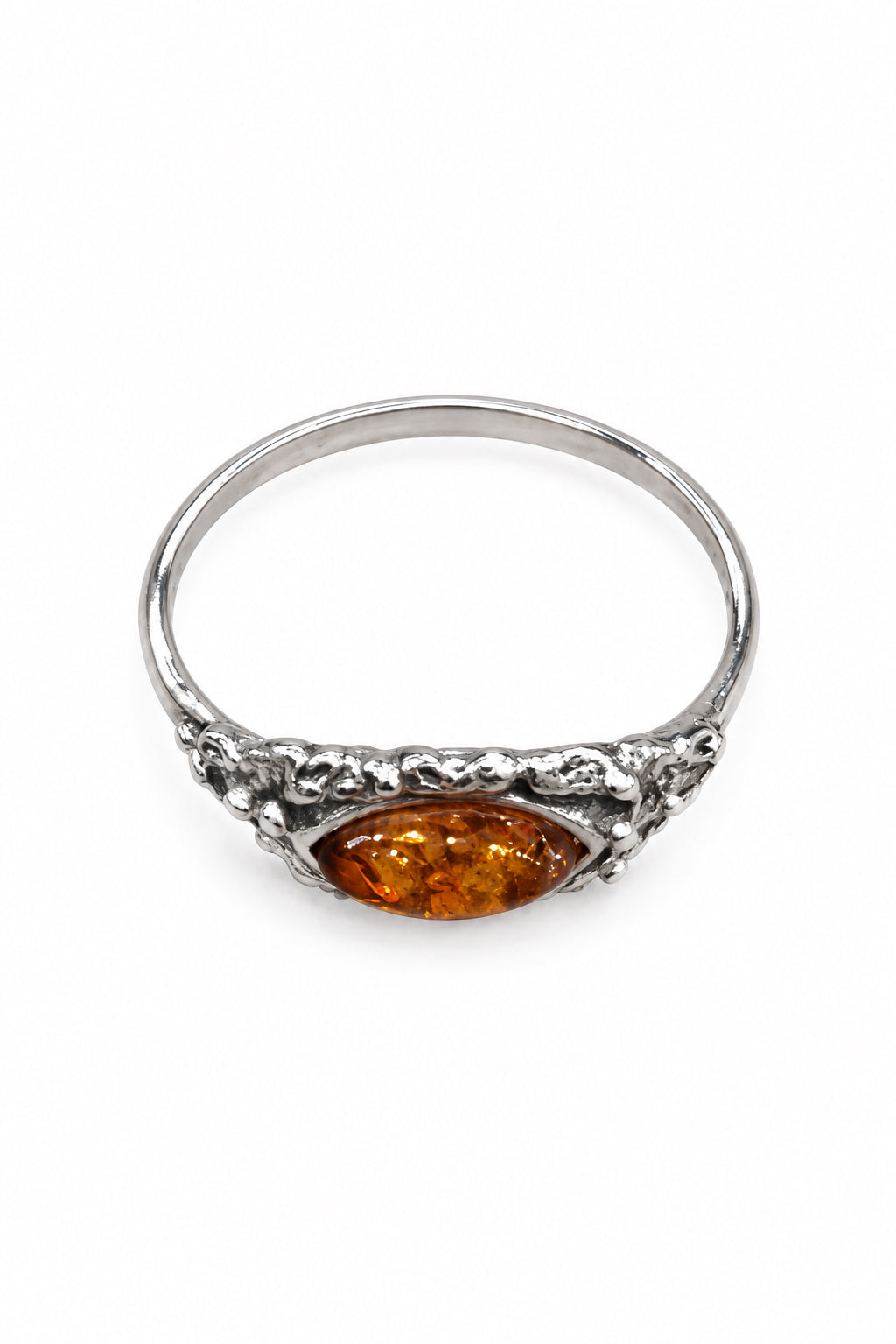Amber Eye Cab Silver Rings Stye# B