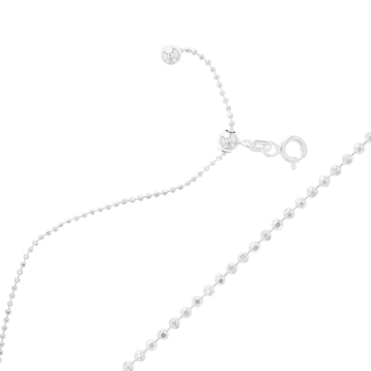 24" Adjustable Diamond Cut Ball 1.2mm .925 Sterling Silver Chain