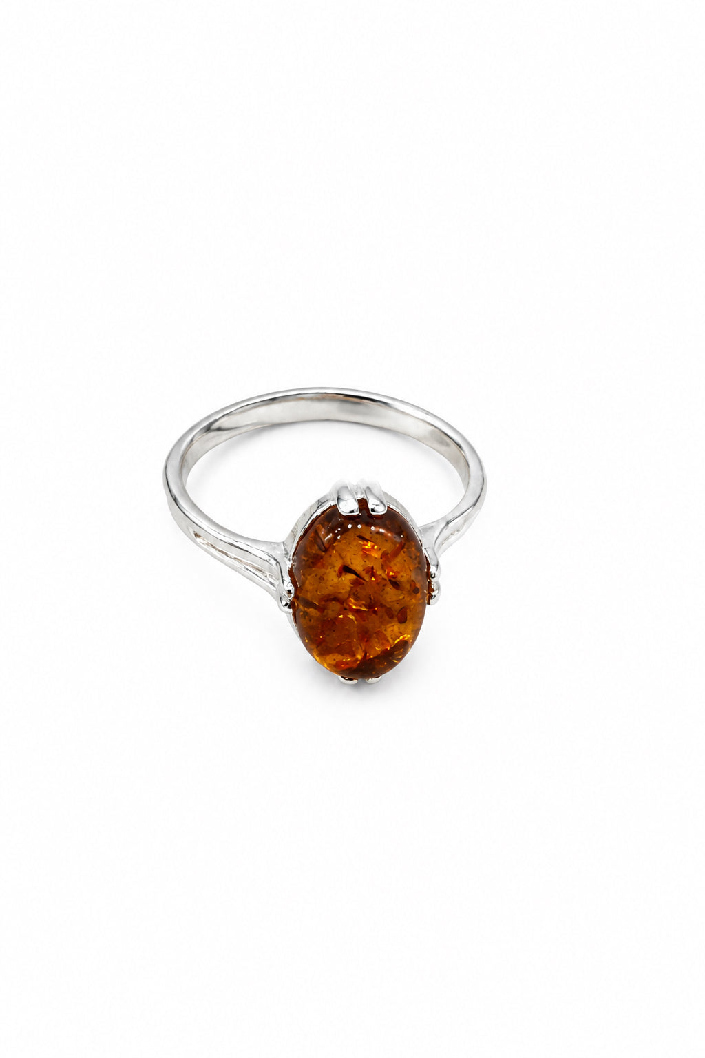 Amber Eye Cab Claw Set Silver Rings Stye# F