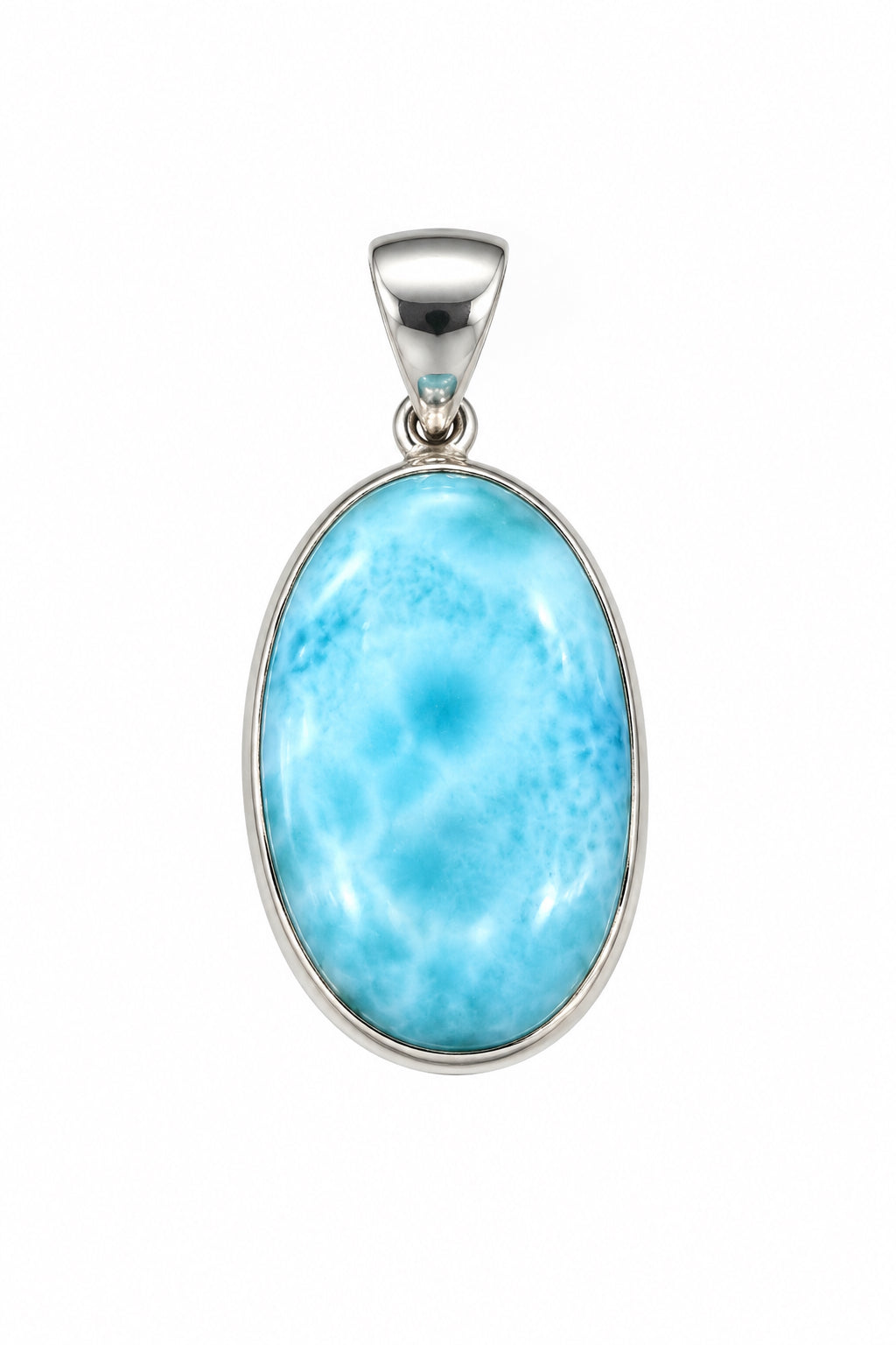 Larimar Oval Cab Sterling Silver Pendant