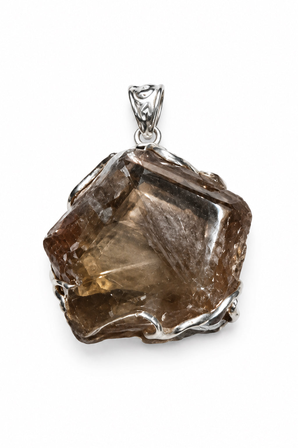 Shamanic Garden Quartz Lodolite Teardrop Cabochon Wrapped Pendant #B