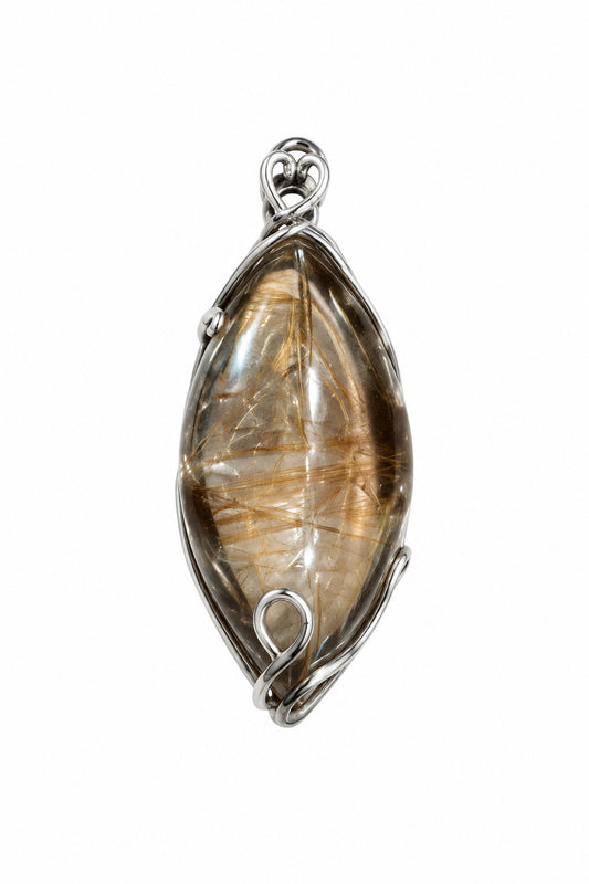 Rutilated Quartz .925 Sterling Silver Pendant