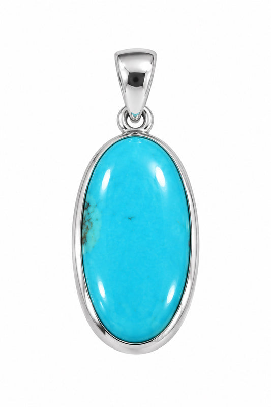 Turquoise Campitos Oval Cab Sterling Silver Pendant