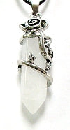 Clear Quartz D/T Point With 16x48mm Plated Rose Pendant