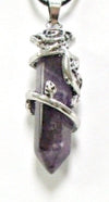 Amethyst D/T Point With 16x48mm Plated Rose Pendant