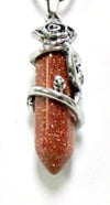 Red Goldstone D/T Point With 16x48mm Plated Rose Pendant