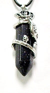 Blue Goldstone D/T Point With 16x48mm Plated Rose Pendant