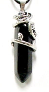 Black Onyx D/T Point With 16x48mm Plated Rose Pendant