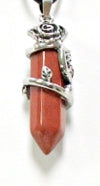 Red Jasper D/T Point With 16x48mm Plated Rose Pendant
