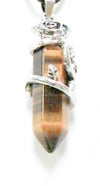Tiger Eye D/T Point With 16x48mm Plated Rose Pendant