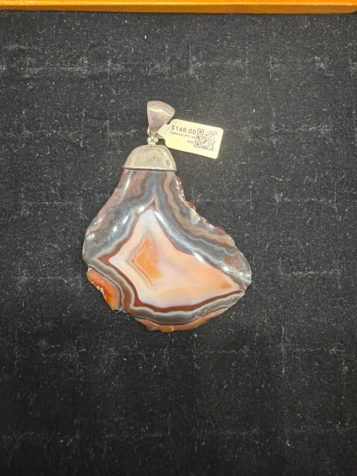 Montana Agate Polished Slab Sterling Silver Pendant