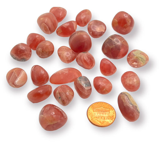 Rhodochrosite Tumbled Argentina, tumbled stone at Namaste Bookshop near Union Square, NYC