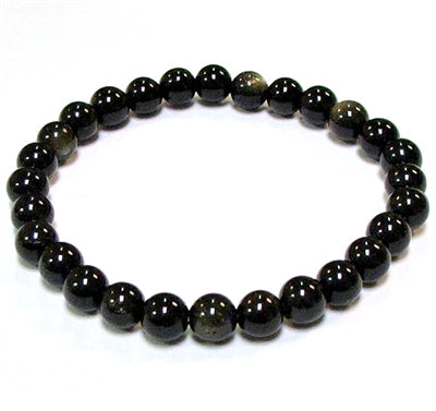 Goldsheen Obsidian 8MM Round Beaded Bracelet - 8-8.5" BIG Wrist