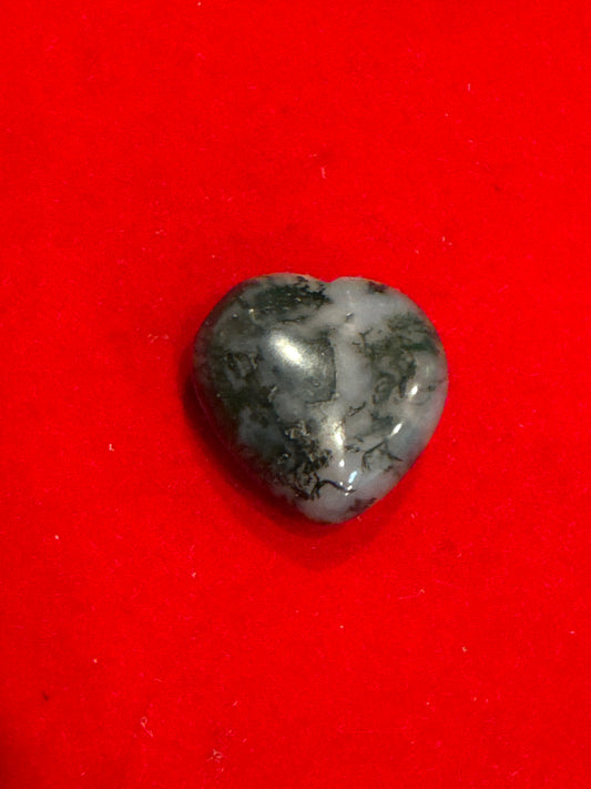 Moss Agate Heart Shaped 30mm Crystal