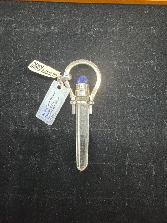 Tanzanite & Phantom Quartz Point Cap Set Sterling Silver Pendant