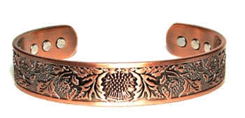 Pure Copper Cuff Bracelet With Magnetic Gauss Range 1200-1500 Style #039