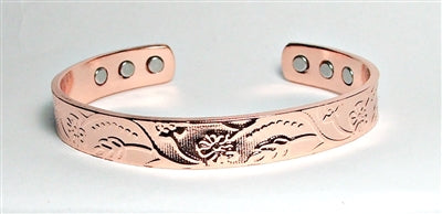 Pure Copper Cuff Bracelet With Magnetic Gauss Range 1200-1500 Style #291