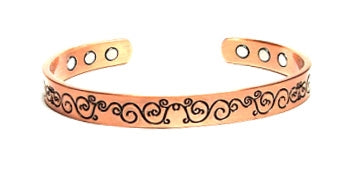 Pure Copper Cuff Bracelet With Magnetic Gauss Range 1200-1500 Style #405-AC