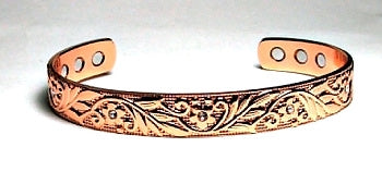 Pure Copper Cuff Bracelet With Magnetic Gauss Range 1200-1500 Style #430-P