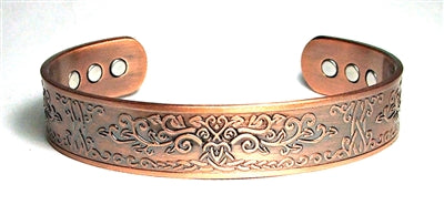 Pure Copper Cuff Bracelet With Magnetic Gauss Range 1200-1500 Style #491-AC