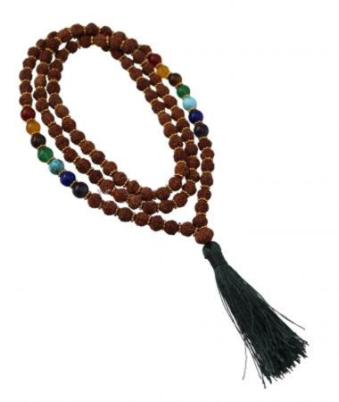 Rudraksha With Chakra 108 Bead Mala with Tassel