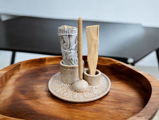 Brown Ceramic Burner Style # 20D - 5" (Smudge Stick, Palo Santo Wood & Incense Burner)