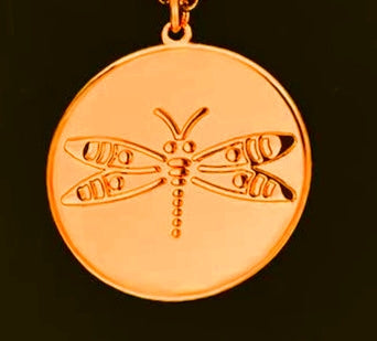 Dragonfly Etched .999 Copper 1oz Amulet 50mm 1.5" Pendant