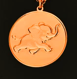 Elephant Etched .999 Copper 1oz Amulet 50mm 1.5" Pendant