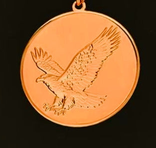 Eagle Etched .999 Copper 1oz Amulet 50mm 1.5" Pendant