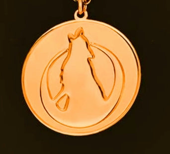 Wolf & Moon Etched .999 Copper 1oz Amulet 50mm 1.5" Pendant