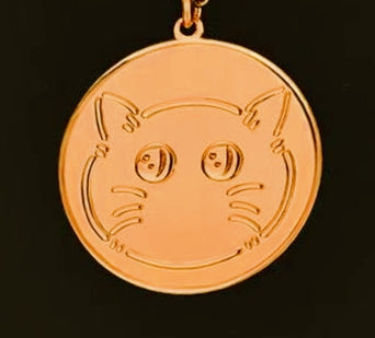 Cat Face Etched .999 Copper 1oz Amulet 50mm 1.5" Pendant