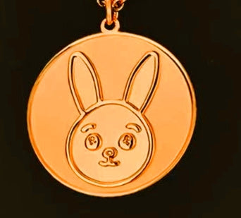 Bunny Head Etched .999 Copper 1oz Amulet 50mm 1.5" Pendant