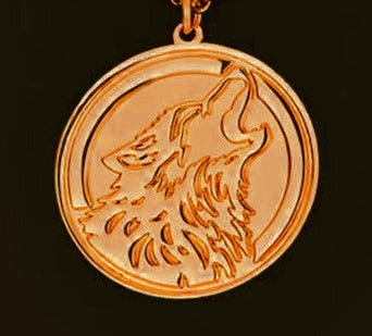 Wolf Etched .999 Copper 1oz Amulet 50mm 1.5" Pendant