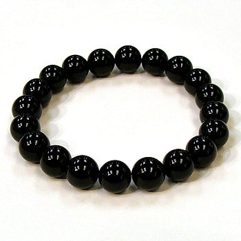 Black Onyx 10mm Round Beaded Crystal Bracelet