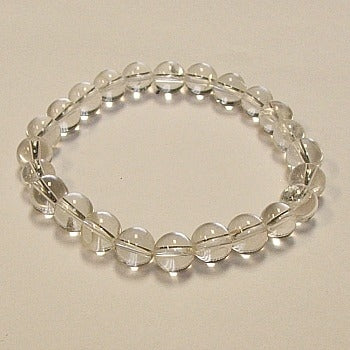 Clear Quartz 8MM Round Beaded Bracelet